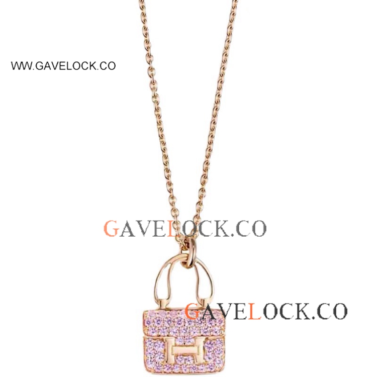 Pink Diamond Hermes Constance S925 Necklace Pendant